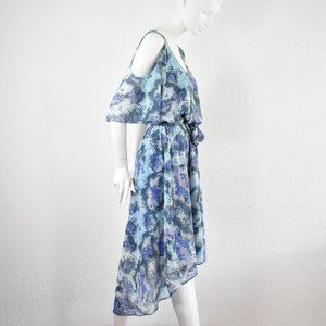 Lane Bryant Blue Snake Print Cold Shouder Dress 16